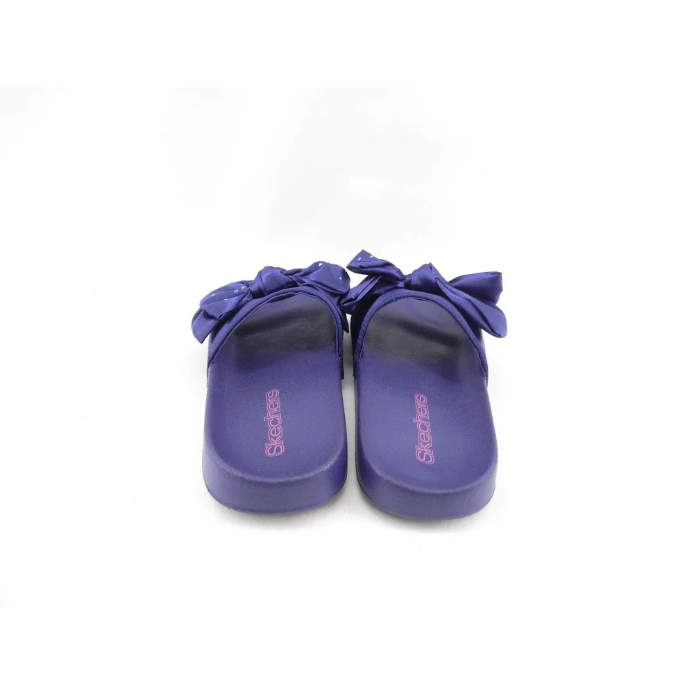Skechers Sunny Slides Satin Shimmy Blue Bow  86920L‎ Youth Size 13